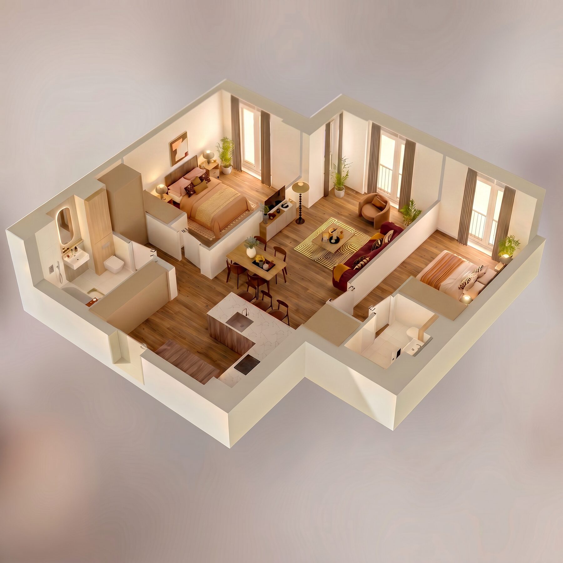 3D dollhouse floor plan